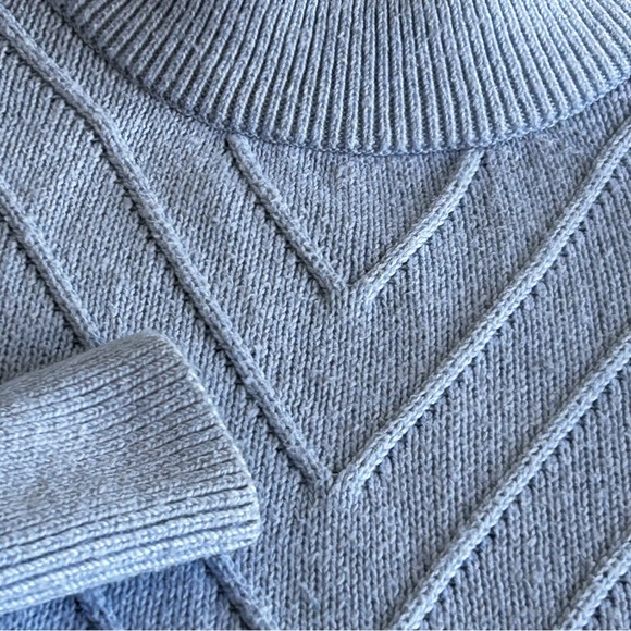 French Connection Violet Blue Textured Puffed Sleeve Knit Sweater - Picture 6 of 13